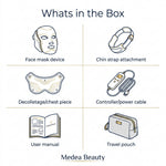 What's in the Box - Persephone Face Mask, Chin Strap, Chest Piece, Controller, Travel Pouch